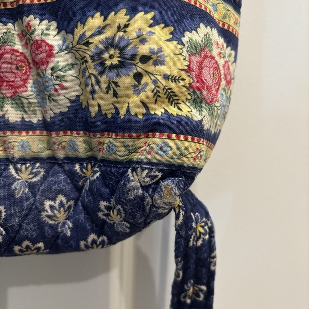 Vera Bradley Maison Blue Yellow Floral Backsack Drawstring Backpack Bag Purse - Picture 8 of 12